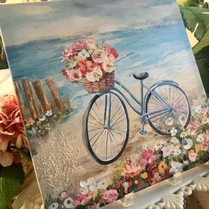 NIP Sweet Vintage Beach Cruiser Bicycle Wicker Basket